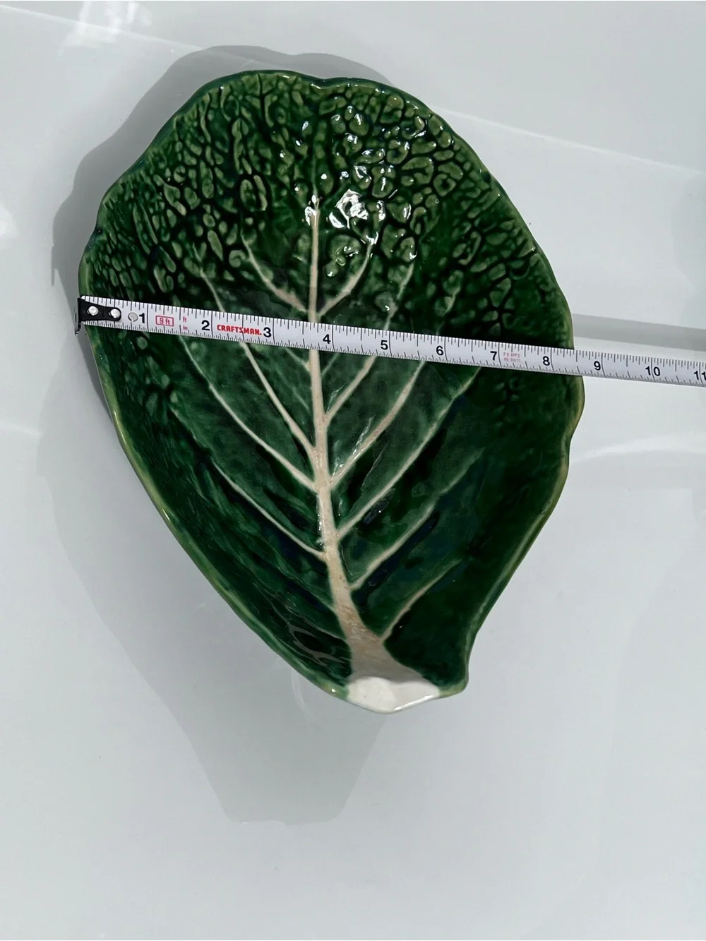 Vintage Bordallo Pinheiro Portuguese majolica cabbage leaf dish Large